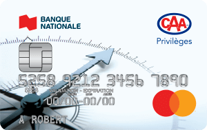Photo d’une carte de crédit Mastercard CAA Privilèges de la Banque Nationale