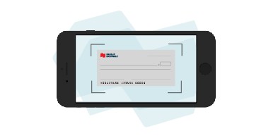 Dessin de chèque dans un écran de téléphone portable