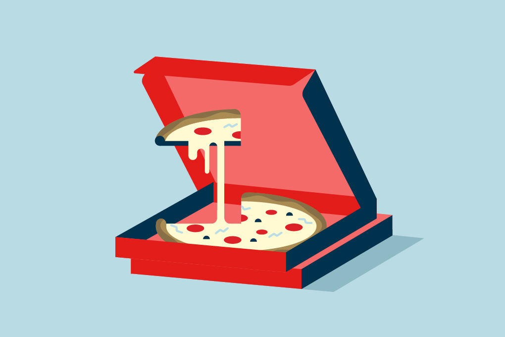 Dessin d'une boite à pizza