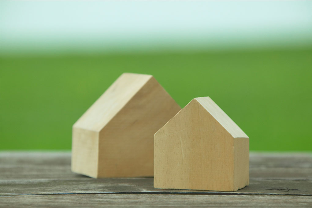 Photo de deux petites maisons en bois