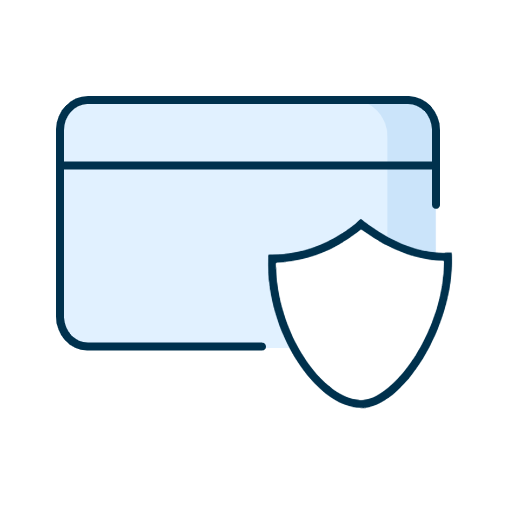 Icone de carte bancaire avec un petit bouclier 
