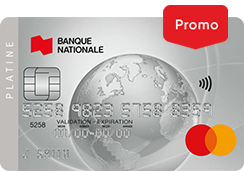 Photo de la carte de crédit Mastercard Platine avec étiquette de promotion