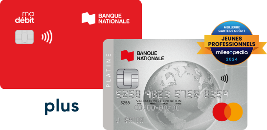 Photo de la carte de débit Banque Nationale et de la carte de crédit Mastercard Platine 