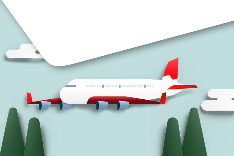 Illustration d’un avion représentant le voyage que vous pourriez faire en cotisant à un CELI avec l’aide de la Banque Nationale
